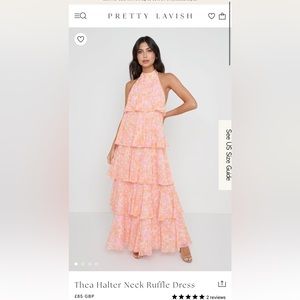 Pretty Lavish Thea Halter Neck Ruffle Dress, US 8
